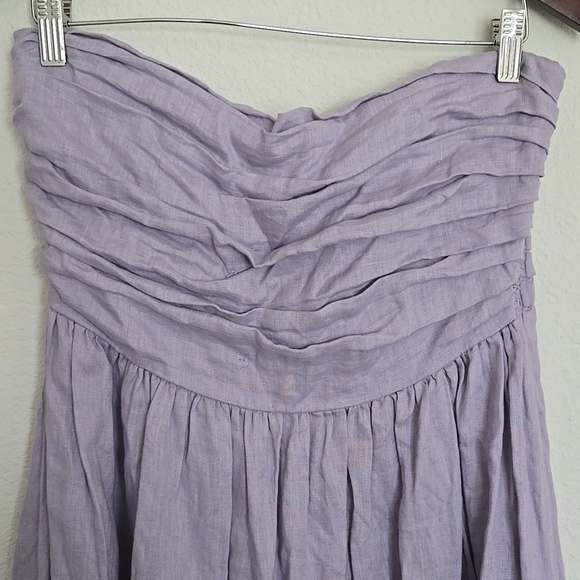 VRG GRL Naomi Elegant 100% Linen Lavender Strapless Maxi Sundress 12 - Picture 2 of 7